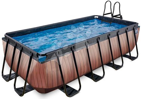  - Piscină cu filtrare pentru nisip Wood pool brown Exit Toys 