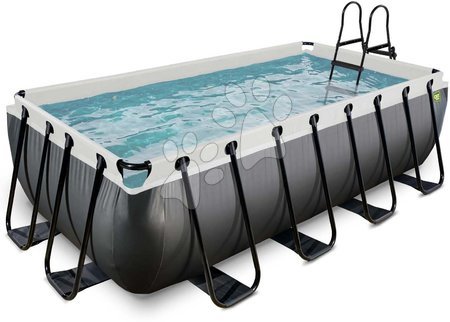 Schwimmbecken und Zubehör - EXIT Black Leather Pool 400x200x100cm mit Sandfilterpumpe - schwarz