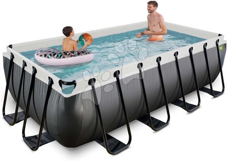 Obdélníkové bazény  - Bazén s pískovou filtrací Black Leather pool Exit Toys_1