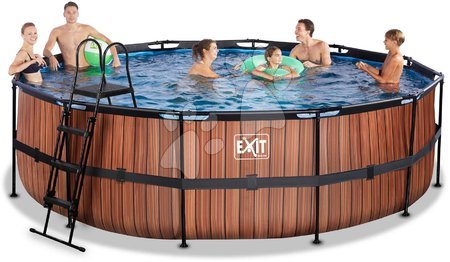 Jucării pentru copilași de la 6 la 9 ani - Piscină cu filtrare Wood pool brown Exit Toys _1