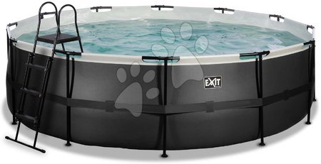 Schwimmbecken rund - EXIT Black Leather Pool ø488x122cm mit Filterpumpe - schwarz