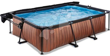 Obdélníkové bazény  - Bazén se stříškou a filtrací Wood pool Exit Toys - 2