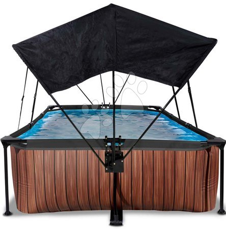 Obdélníkové bazény  - Bazén se stříškou a filtrací Wood pool Exit Toys - 3