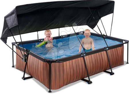 Obdélníkové bazény  - Bazén se stříškou a filtrací Wood pool Exit Toys - 1