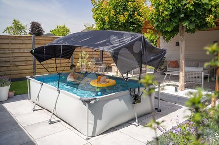 Rechteckbecken - Pool mit Überdachung und Soft Grey Pool Filter Exit Toys - 9