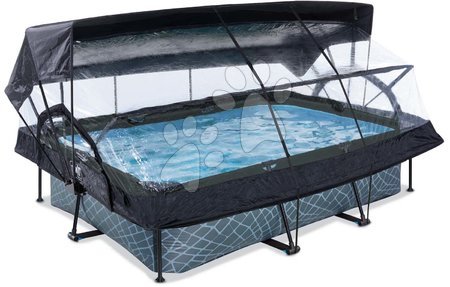 Obdélníkové bazény  - Bazén se stříškou krytem a filtrací Stone pool Exit Toys - 2