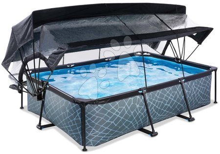 Obdélníkové bazény  - Bazén se stříškou krytem a filtrací Stone pool Exit Toys