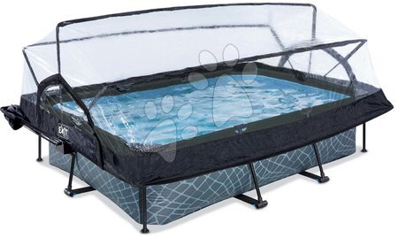 Obdélníkové bazény  - Bazén se stříškou krytem a filtrací Stone pool Exit Toys - 1