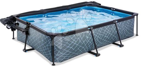 Obdélníkové bazény  - Bazén se stříškou krytem a filtrací Stone pool Exit Toys - 3