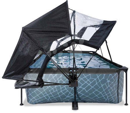 Obdélníkové bazény  - Bazén se stříškou krytem a filtrací Stone pool Exit Toys - 5