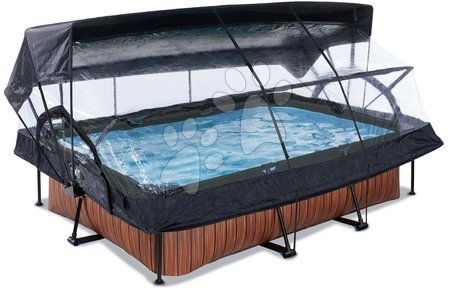 Obdélníkové bazény  - Bazén se stříškou krytem a filtrací Wood pool Exit Toys