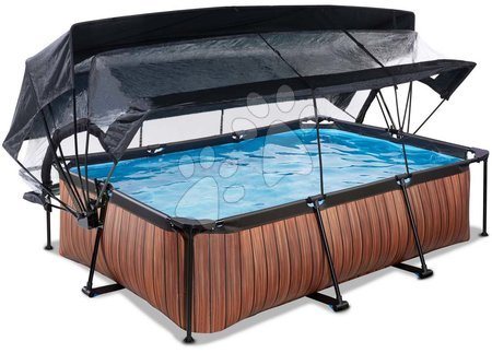 Obdélníkové bazény  - Bazén se stříškou krytem a filtrací Wood pool Exit Toys - 1