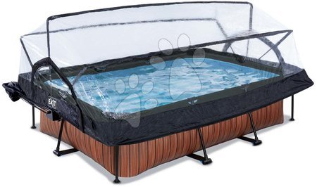 Obdélníkové bazény  - Bazén se stříškou krytem a filtrací Wood pool Exit Toys - 2