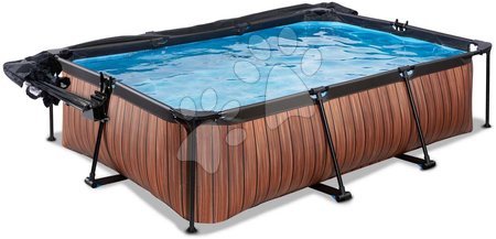 Obdélníkové bazény  - Bazén se stříškou krytem a filtrací Wood pool Exit Toys - 3