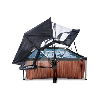 Obdélníkové bazény  - Bazén se stříškou krytem a filtrací Wood pool Exit Toys - 5