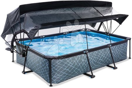 Obdélníkové bazény  - Bazén se stříškou krytem a filtrací Stone pool Exit Toys - 1