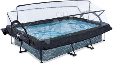 Obdélníkové bazény  - Bazén se stříškou krytem a filtrací Stone pool Exit Toys - 2