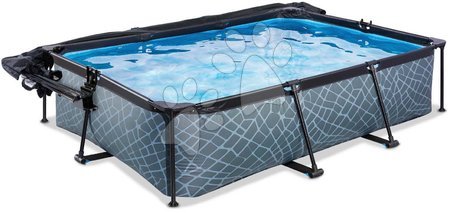 Obdélníkové bazény  - Bazén se stříškou krytem a filtrací Stone pool Exit Toys - 3