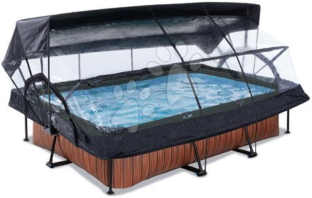 Obdélníkové bazény  - Bazén se stříškou krytem a filtrací Wood pool Exit Toys - 1
