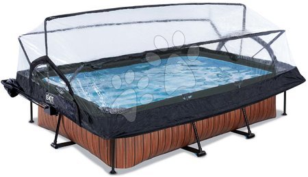 Obdélníkové bazény  - Bazén se stříškou krytem a filtrací Wood pool Exit Toys - 2