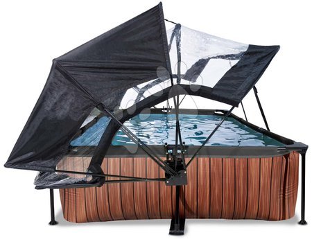 Obdélníkové bazény  - Bazén se stříškou krytem a filtrací Wood pool Exit Toys - 5