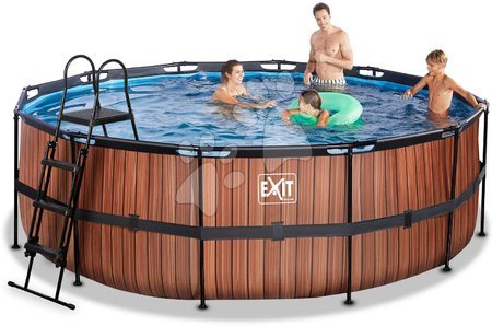 Schwimmbecken und Zubehör - EXIT Wood Pool ø427x122cm mit Sandfilterpumpe - braun_1