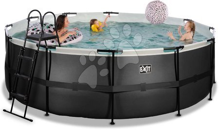 Schwimmbecken und Zubehör - EXIT Black Leather Pool ø427x122cm mit Sandfilterpumpe - schwarz_1