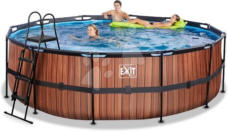 Schwimmbecken und Zubehör - EXIT Wood Pool ø450x122cm mit Sandfilterpumpe - braun_1