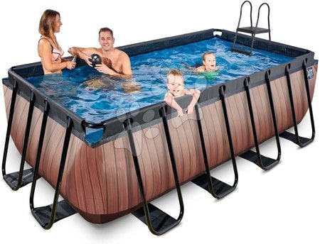 Schwimmbecken- rechteckig - EXIT Wood Pool 400x200x122cm mit Sandfilterpumpe - braun_1