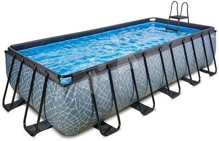 Schwimmbecken- rechteckig - EXIT Stone Pool 540x250x122cm mit Sandfilterpumpe - grau