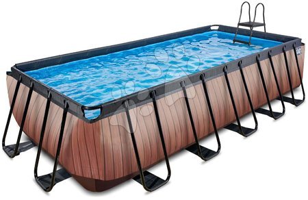 Bazény obdĺžnikové - Bazén s pieskovou filtráciou Wood pool Exit Toys 