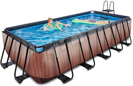 Bazény obdĺžnikové - Bazén s pieskovou filtráciou Wood pool Exit Toys _1