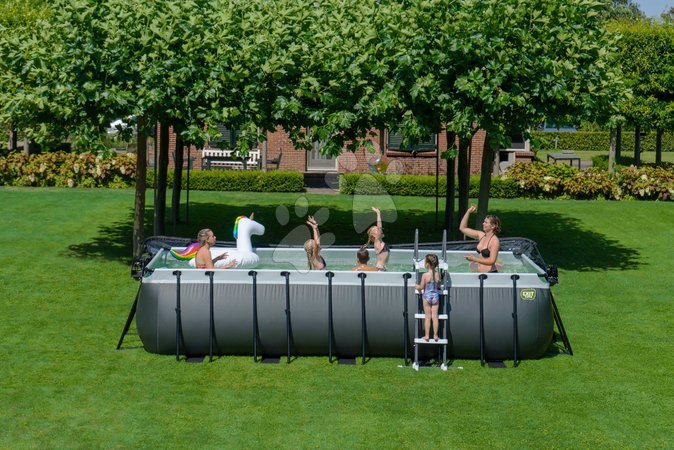 Bazeni pravokotni - Bazen s peščeno filtracijo Black Leather pool Exit Toys - 8