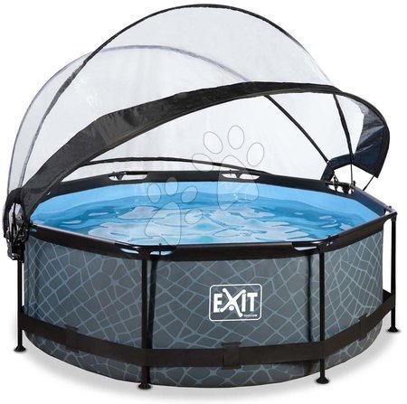 Medencék kerek alakúak - Medence búrával és szivattyúval Stone pool Exit Toys  - 1