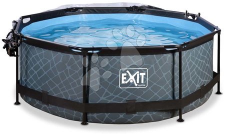 Medencék kerek alakúak - Medence búrával és szivattyúval Stone pool Exit Toys  - 2