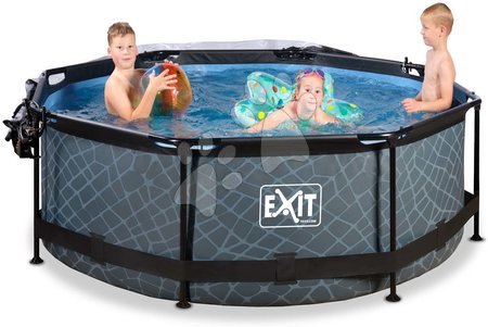 Medencék kerek alakúak - Medence búrával és szivattyúval Stone pool Exit Toys  - 6