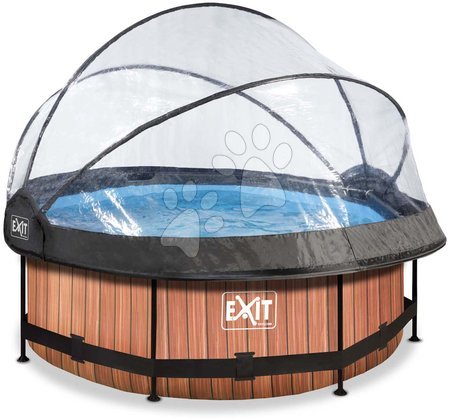 Schwimmbecken und Zubehör - EXIT Wood Pool ø244x76cm mit Filterpumpe und Abdeckung - braun