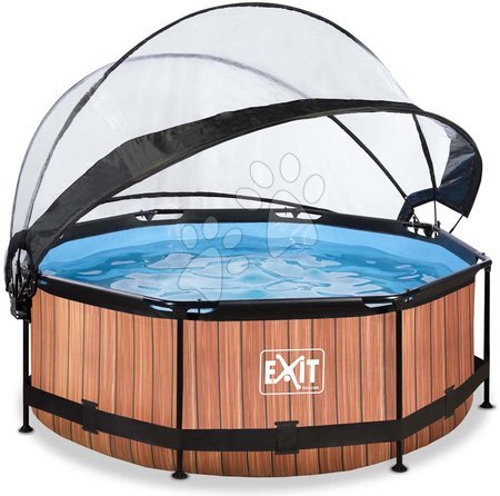 Schwimmbecken und Zubehör - EXIT Wood Pool ø244x76cm mit Filterpumpe und Abdeckung - braun_1
