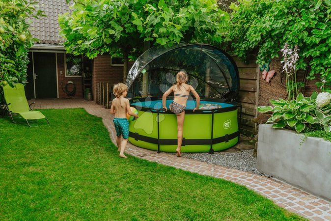 Okrugli bazeni - Bazen s krovom i filtracijom Lime pool green Exit Toys  - 8