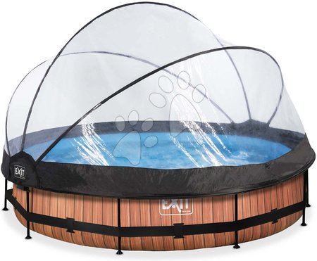 Medencék kerek alakúak | Oldal 2 - Medence búrával és szivattyúval Wood pool Exit Toys 