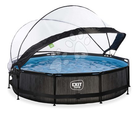 Medencék kerek alakúak - Medence búrával és szűrővel Black Wood pool Exit Toys - 1
