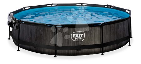 Medencék kerek alakúak - Medence búrával és szűrővel Black Wood pool Exit Toys - 2