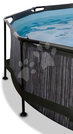 Medencék kerek alakúak - Medence búrával és szűrővel Black Wood pool Exit Toys - 3
