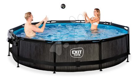Medencék kerek alakúak - Medence búrával és szűrővel Black Wood pool Exit Toys - 5