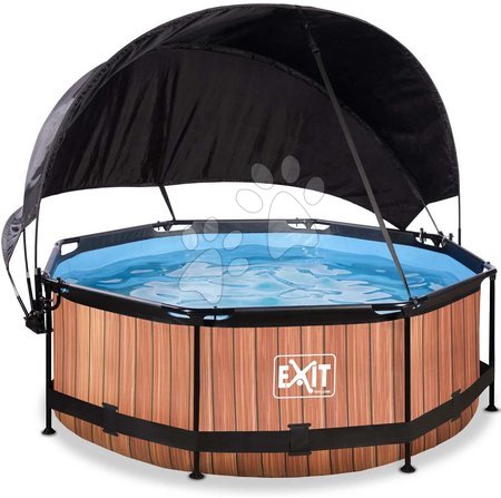 Schwimmbecken und Zubehör - EXIT Wood Pool ø244x76cm mit Filterpump und Sonnensegel - braun