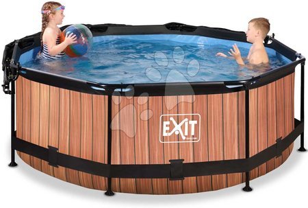 Schwimmbecken und Zubehör - EXIT Wood Pool ø244x76cm mit Filterpump und Sonnensegel - braun_1