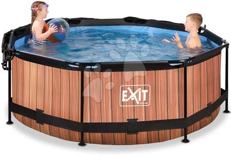  - Bazen s streho in filtracijo Wood pool brown Exit Toys _1