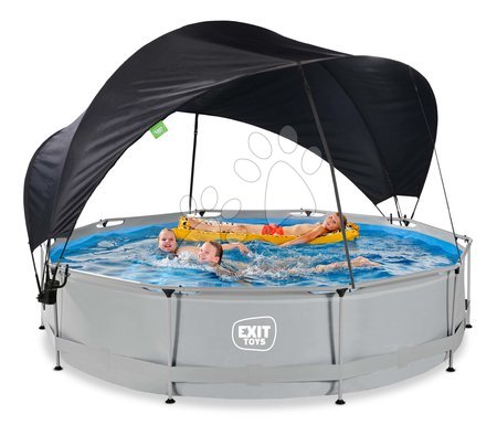 Kruhové bazény - Bazén se stříškou a filtrací Soft Grey pool Exit Toys - 6
