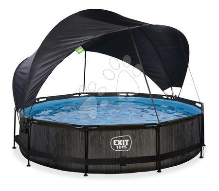Medencék kerek alakúak - Medence napellenzővel és szűrővel Black Wood pool Exit Toys - 1