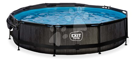 Medencék kerek alakúak - Medence napellenzővel és szűrővel Black Wood pool Exit Toys - 2